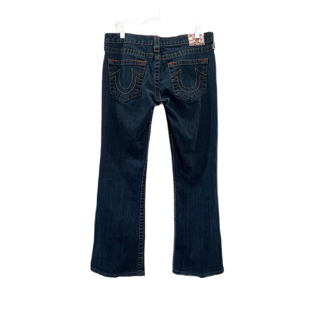 True Religion Medium Wash Low Waisted Jeans Size 32, Logo Stretch Straight
